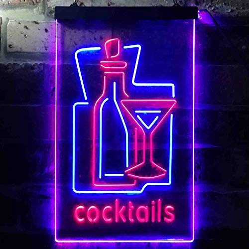 Cocktails Bar Dual LED Neon Light Sign1